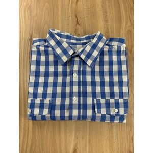 TRUE NATION 2XL MEN'S BLUE &‎ White PLAID Long SLEEVE POCKET BUTTON DOWN SHIRT